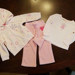 OshKosh 3 piece pink fleece outfit